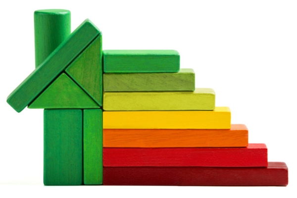 energy efficiency symbol formed using wooden puzzle