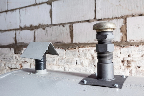 top part of heating oil tank with filler & vent