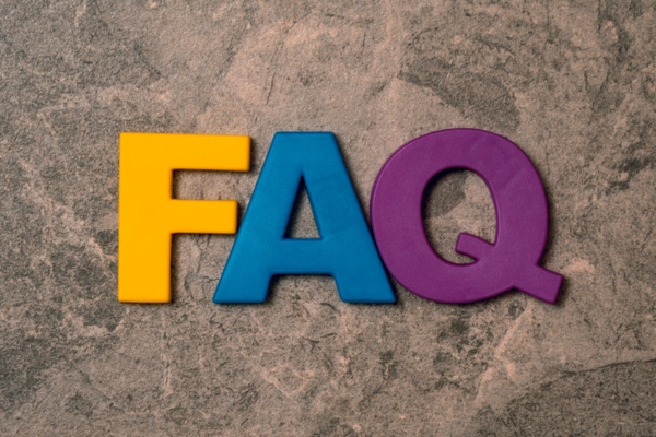 FAQ spelled using 3D wooden letter cubes depicting Trusted Heating Oil questions