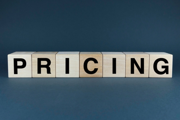 PRICING spelled using wooden letter cubes