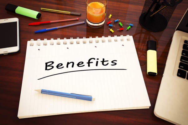 Benefits handwritten on a notebook depicting Upgrading bathroom plumbing