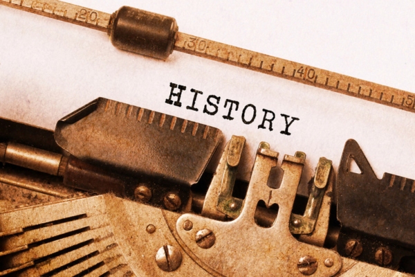 HISTORY typed using vintage typewriter depicting air conditioner